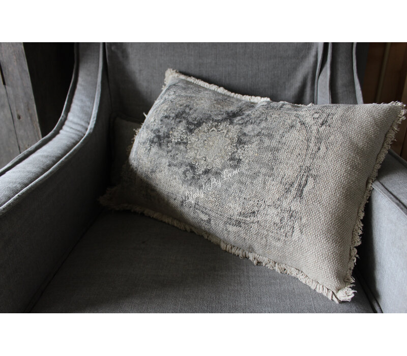 Shabby kussen met kelim opdruk Black 40x60cm