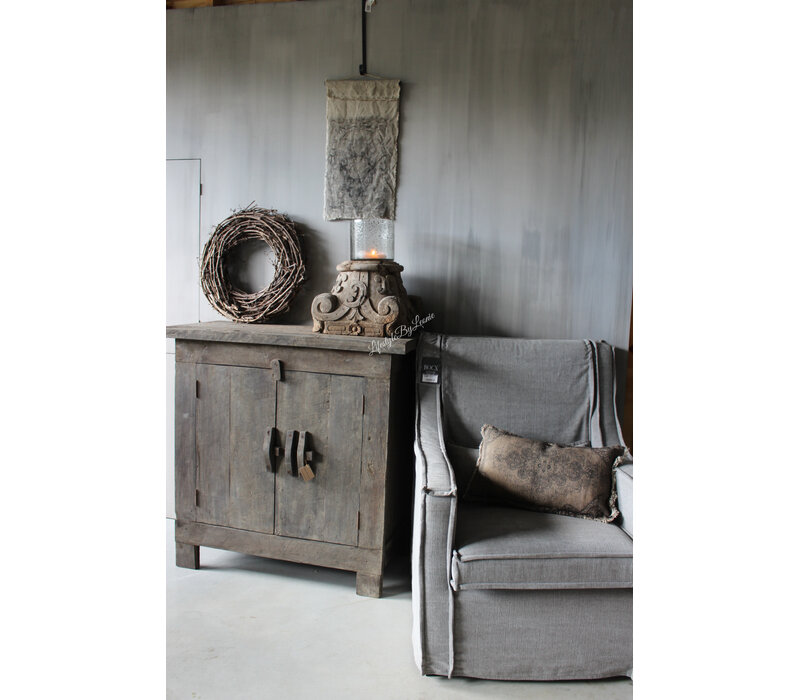 Shabby kussen met kelim opdruk Brown