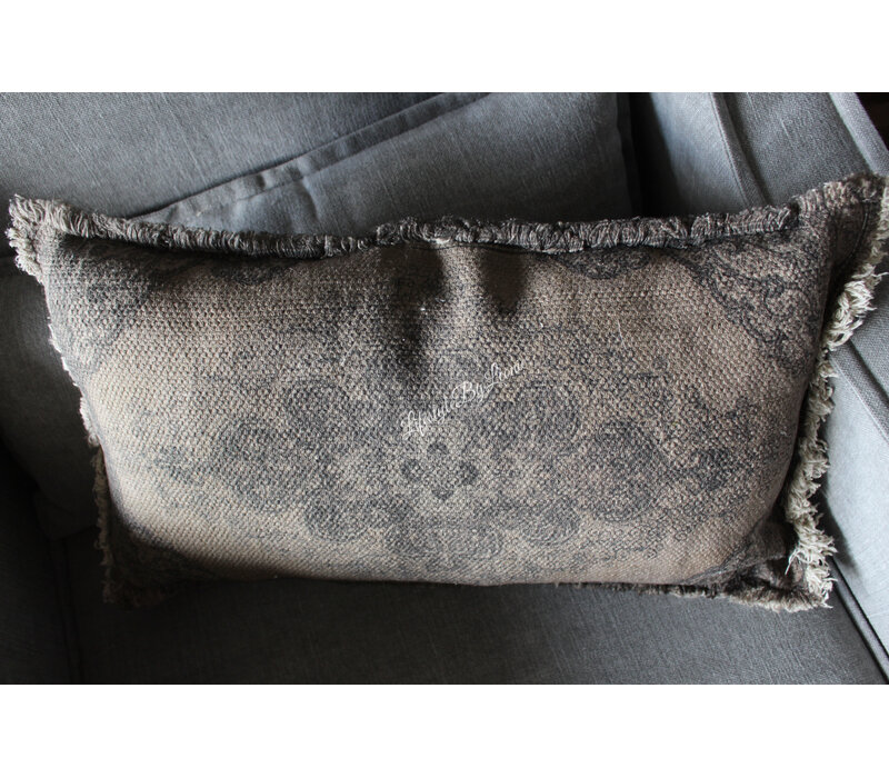 Shabby kussen met kelim opdruk Brown