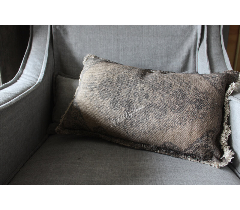 Shabby kussen met kelim opdruk Brown