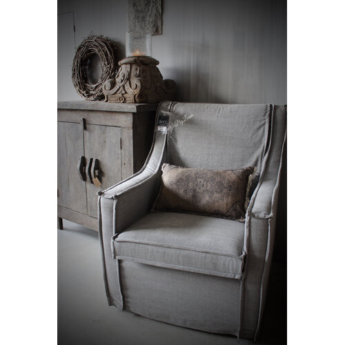 Shabby kussen met kelim opdruk Brown 