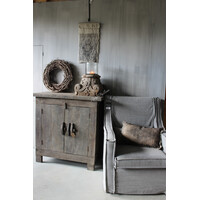 Shabby linnen Wanddoek Kelim Black 60x33cm
