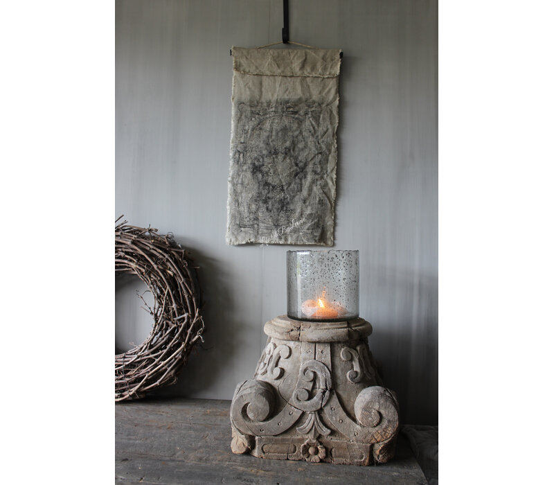 Shabby linnen Wanddoek Kelim Black 60x33cm