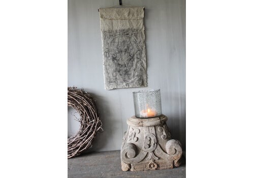 Shabby linnen wanddoek kelim Black 60 x 33 cm