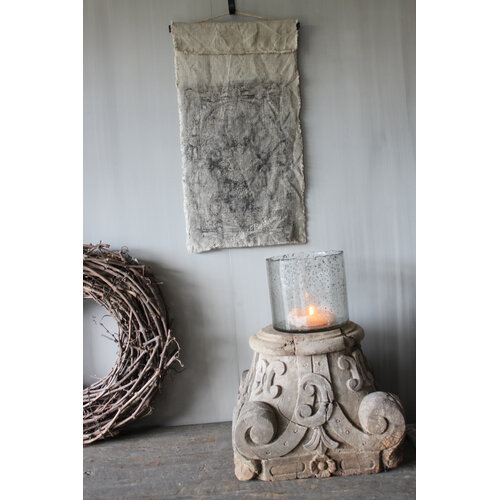 Shabby linnen wanddoek kelim Black 60 x 33 cm 