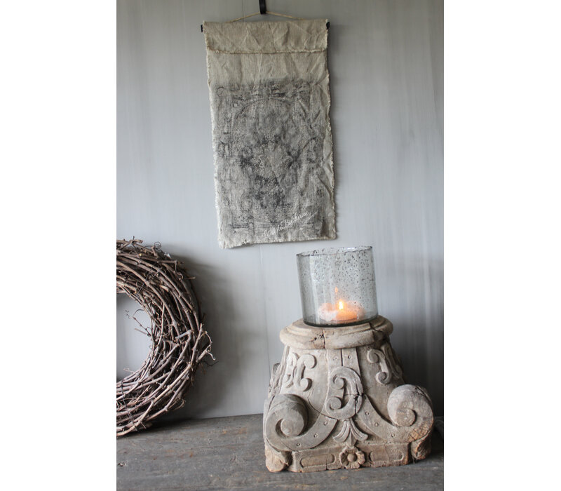 Shabby linnen Wanddoek Kelim Black 60x33cm