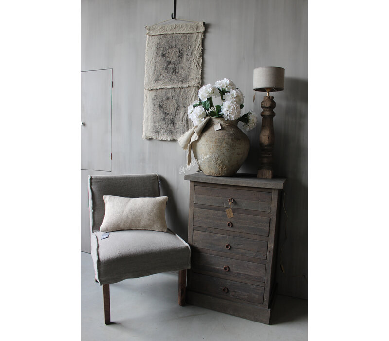 Shabby linnen Wanddoek Kelim Black 90x53cm