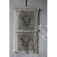 Shabby linnen Wanddoek Kelim Black 90x53cm