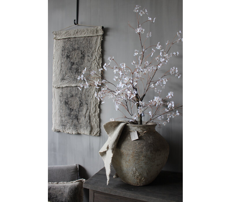 Shabby linnen Wanddoek Kelim Black 90x53cm