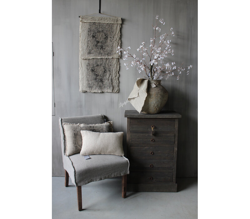Shabby linnen Wanddoek Kelim Black 90x53cm