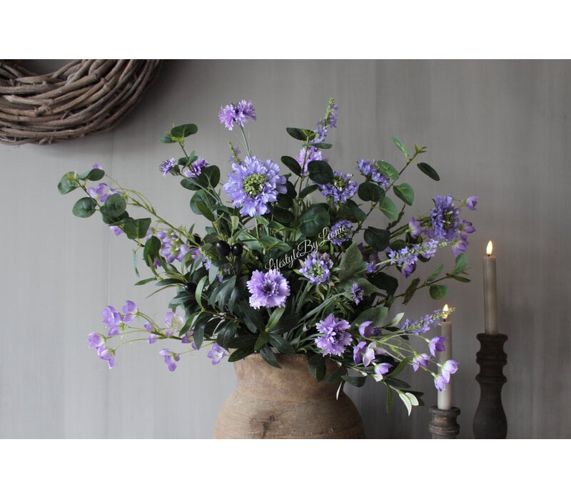 Zijden boeket Green / Purple