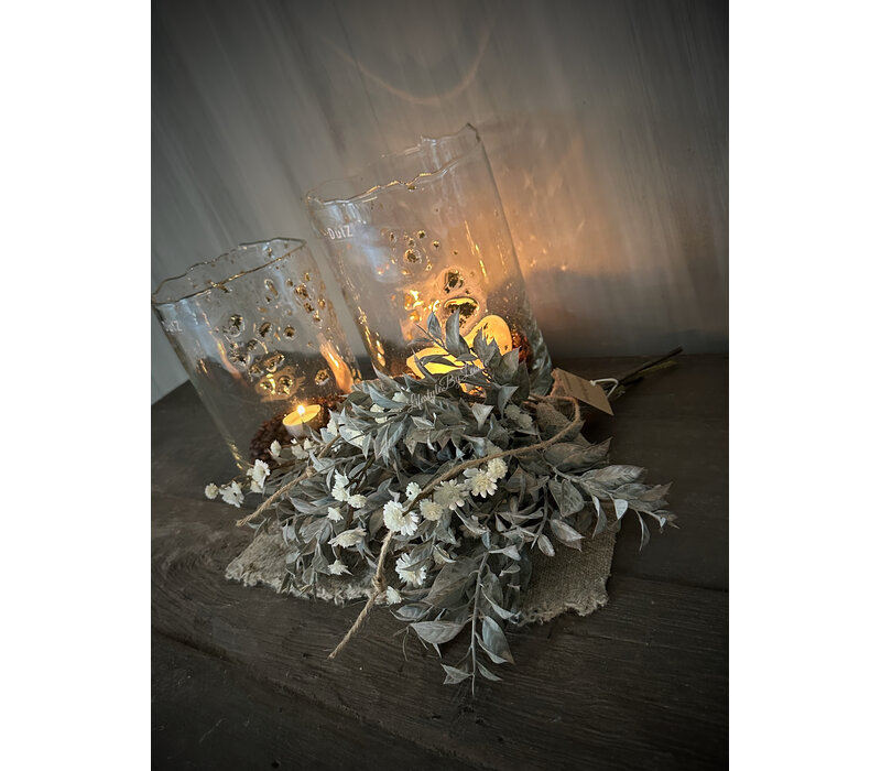 Namaak toefje in shabby doek grey/white
