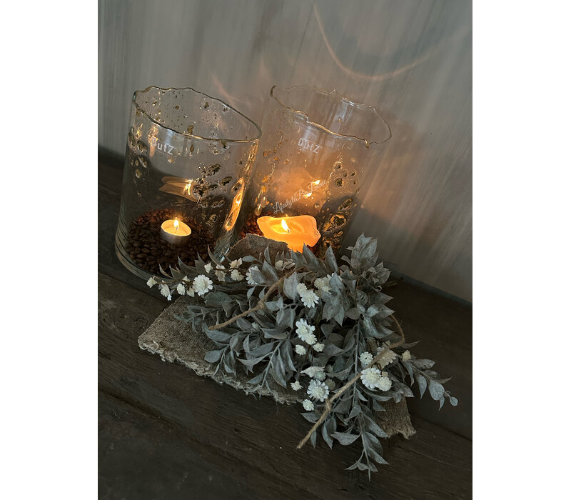 Namaak toefje in shabby doek grey/white