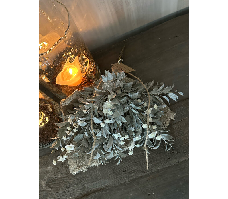 Namaak toefje in shabby doek grey/white