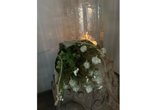 Toefje in shabby doek witte plataan bolletjes