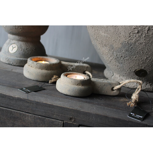 Brynxz waxinelichthouder met touw Rustic 14 cm 
