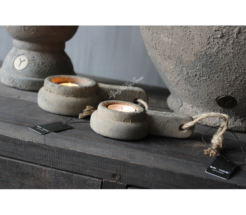 Brynxz waxinelichthouder met touw Rustic 18 cm