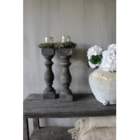 Baluster kandelaar Riley grey wash vierkant 50 x 12 cm