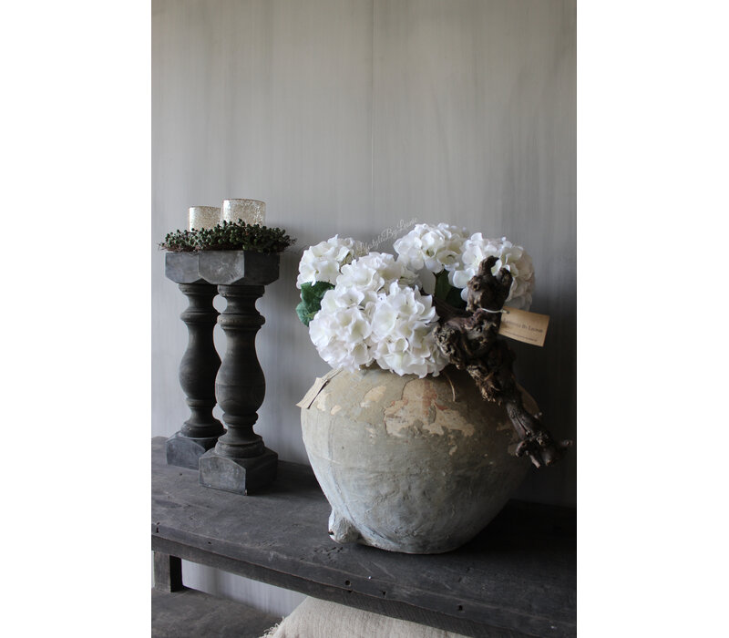 Baluster kandelaar Riley grey wash vierkant 50 x 12 cm