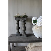 Baluster kandelaar Riley grey wash vierkant 50 x 12 cm