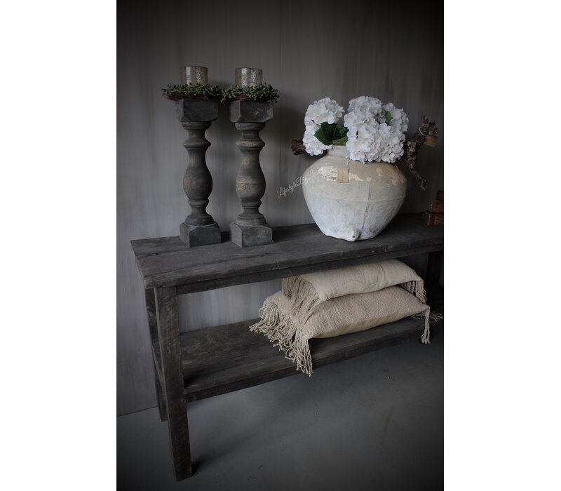 Hoffz Interior authentieke Sidetable met plank Old Black