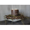 Dikke LED stompkaars 3 vlammen Brown 17,5 x 15 cm