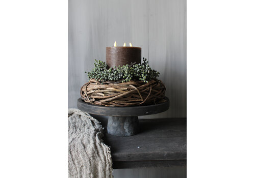 LUKSA Luksa houten plateau op voet Antique grey 40 x 15 cm