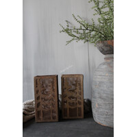 Vierkant roest windlicht met bomen 20 x 10 cm