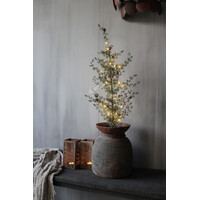 Vierkant roest windlicht met bomen 20 x 10 cm
