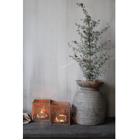 Vierkant roest windlicht met hertjes 15 x 15 cm