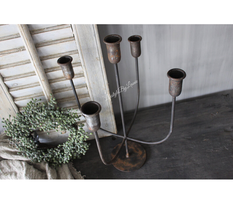 Metalen dinerkaars kandelaar 5-arms 47cmH