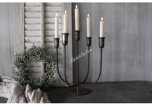 Metalen dinerkaars 5-armige kandelaar 47 cm