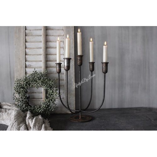 Metalen dinerkaars kandelaar 5-arms 47cmH 