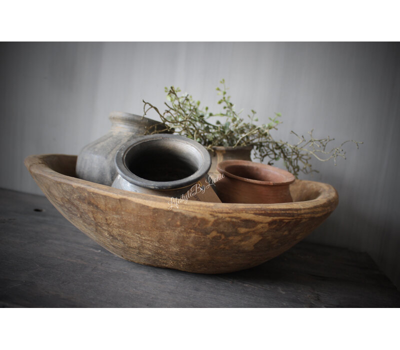 Authentieke oude houten schaal - 35cm