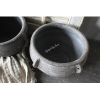 Stenen ronde pot Old black 25x18cm