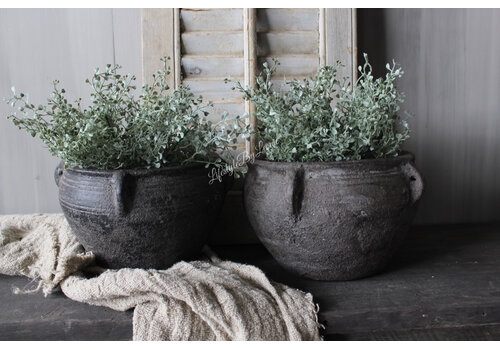 Stenen ronde pot Old black 25x18cm