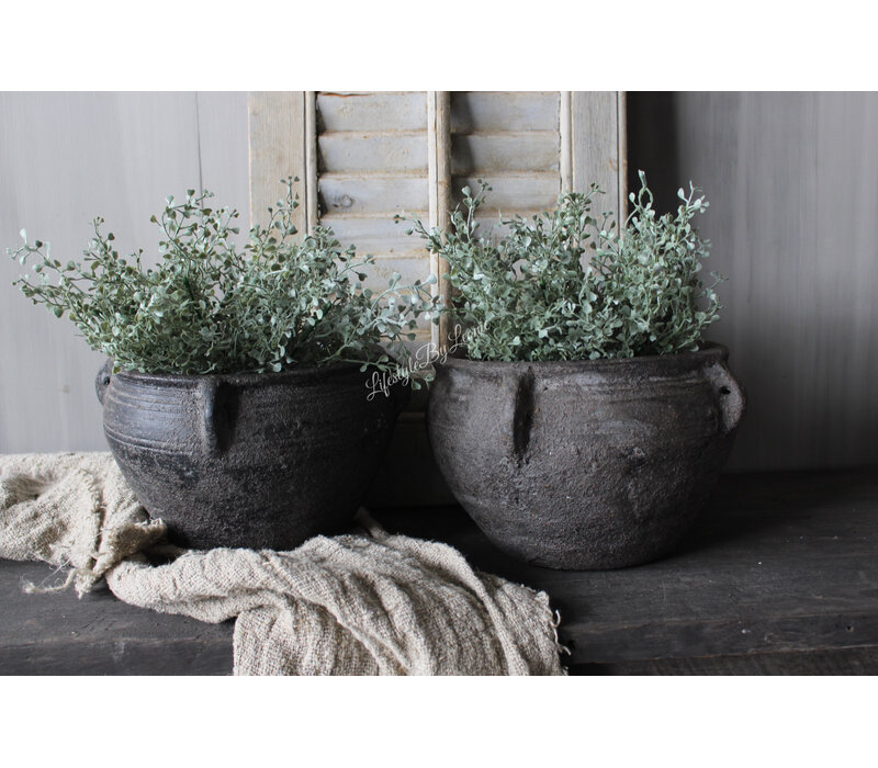 Stenen ronde pot Old black 25x18cm