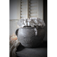 Stenen ronde pot Old black 25x18cm