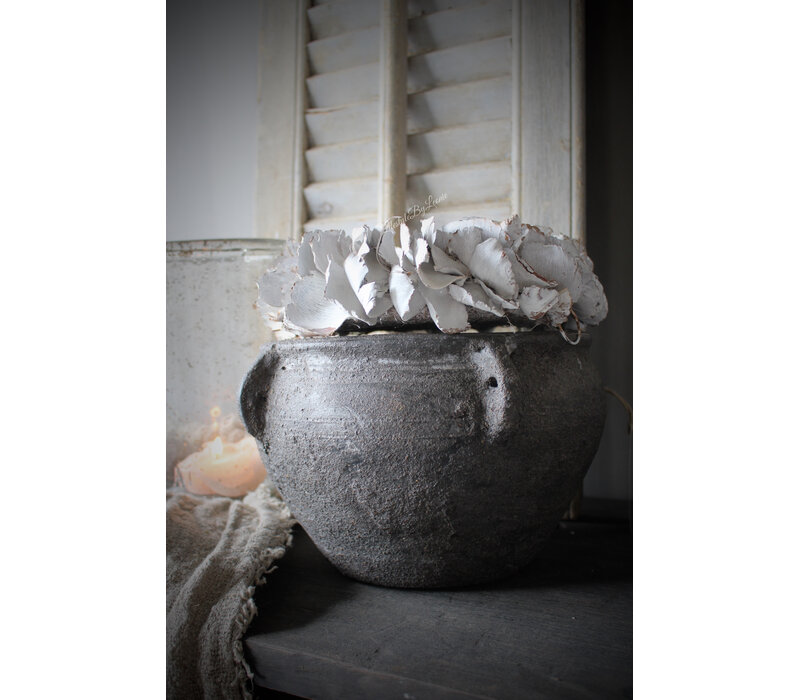 Stenen ronde pot Old black 25x18cm
