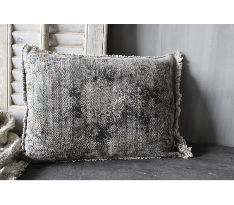 Shabby kussen met kelim opdruk Black 40 x 60 cm