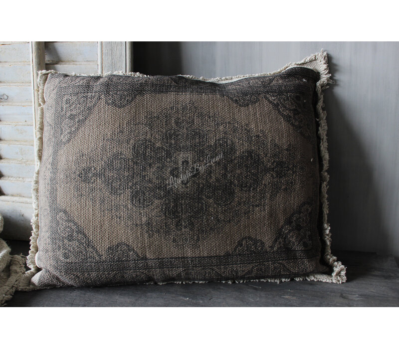 Shabby kussen met kelim opdruk Brown