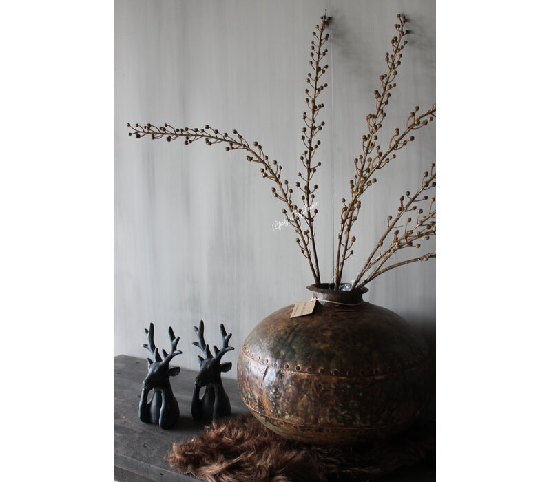 Ronde metalen oude waterkruik 34x34cm
