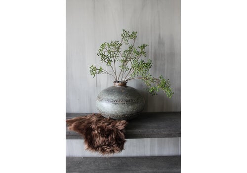 Ronde metalen oude waterkruik 34x34cm