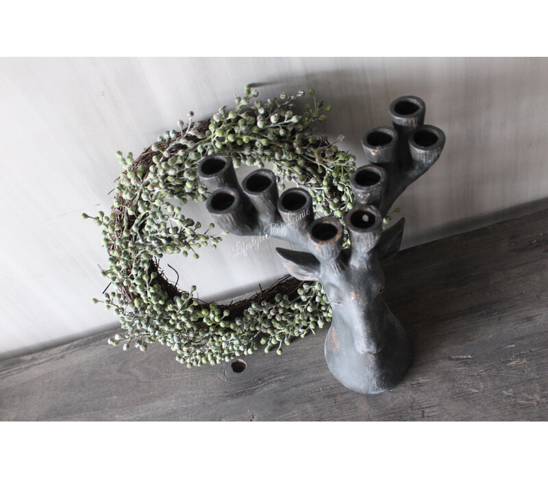Kandelaar hert ornament voor 10 dinerkaarsen 35cm
