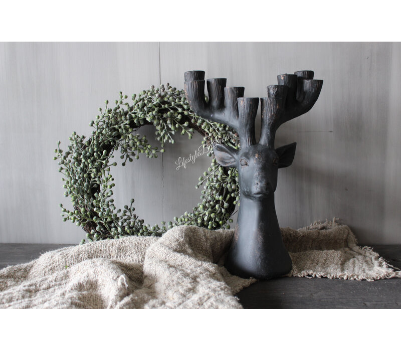 Kandelaar hert ornament voor 10 dinerkaarsen 35cm