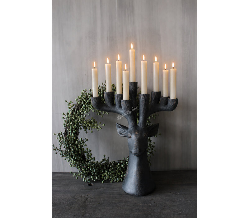 Kandelaar hert ornament voor 10 dinerkaarsen 35cm