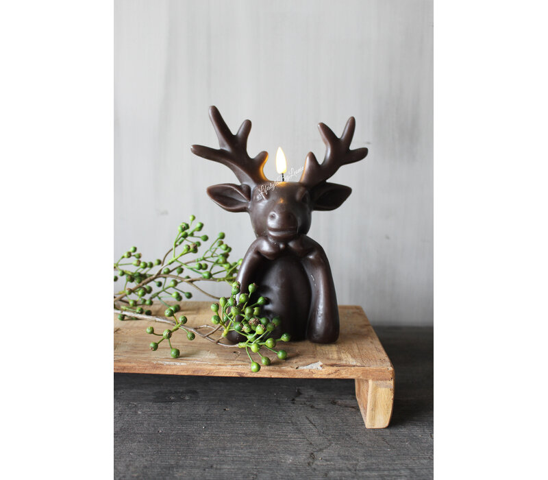 Led kaars Hert bruin 20cm