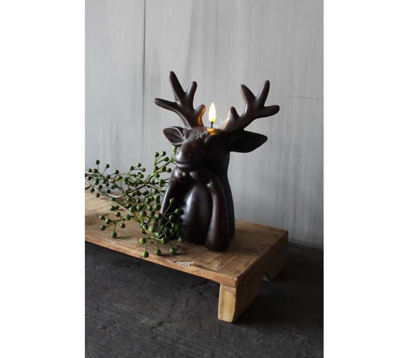 Led kaars Hert bruin 20cm