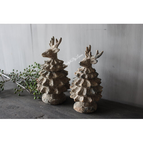 Stenen hert ornament Old Grey 22 cm 