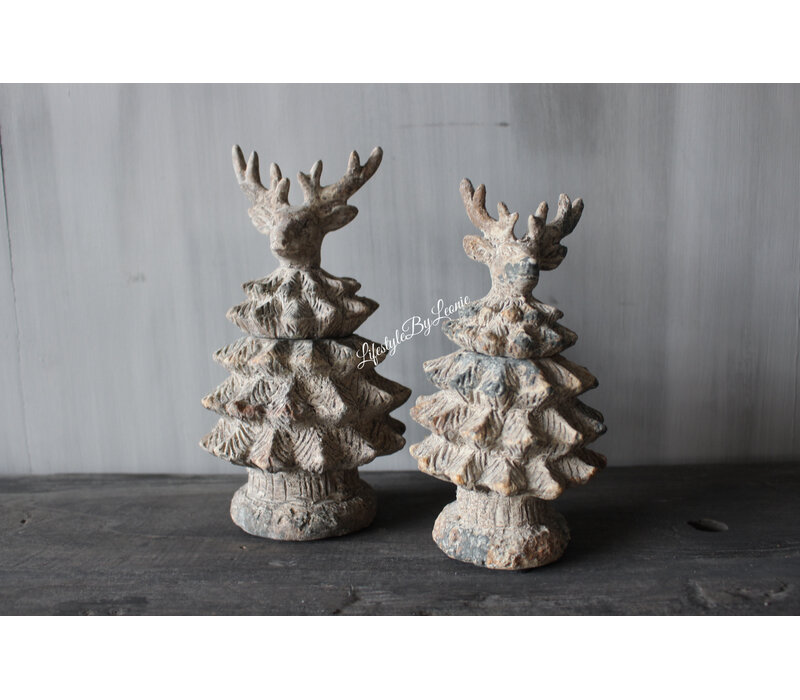 Stenen hert ornament Old Grey 22cm